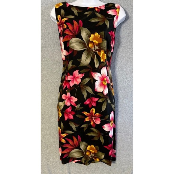 Danny & Nicole Dresses & Skirts - Danny & Nicole Black Floral Sleeveless Sheath Dress Size 8 Tropical Vacation